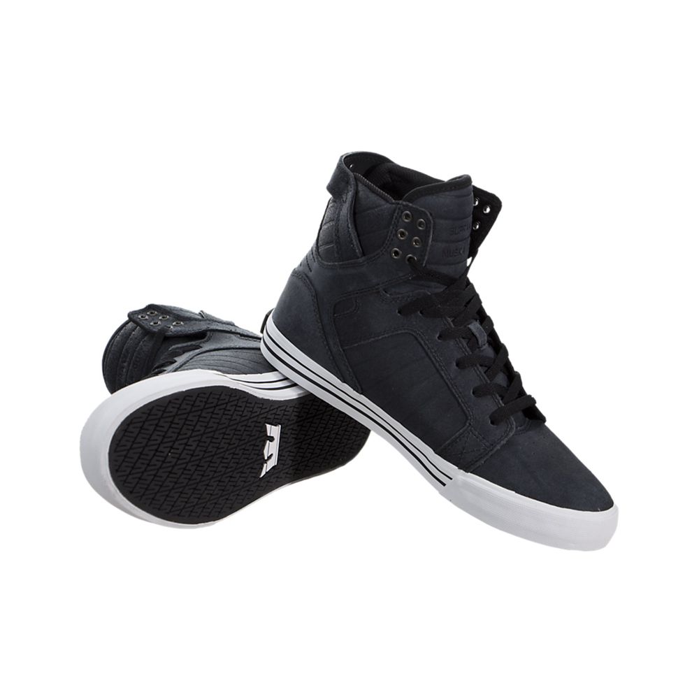 Baskets Montantes Supra SkyTop Noir Black/White-White Homme | PLZ-20339762